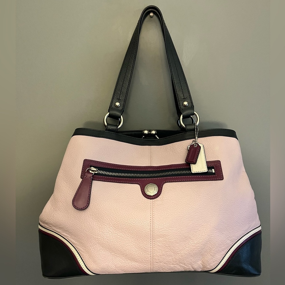 Coach Laura Spectator Lavender, Navy Blue, Burgundy & Cream Satchel